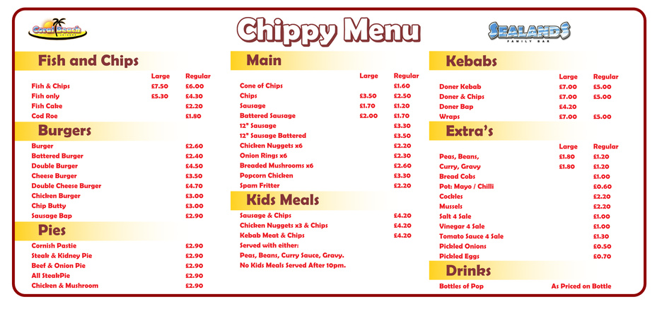 Fish & Chip Shop Menu