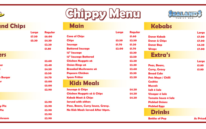 Fish & Chip Shop Menu